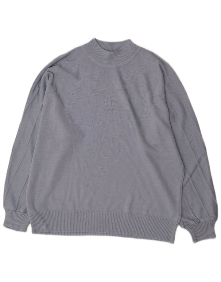 Vintage Dame Turtle Neck Jumper Sweater IT 46 Large Blue Polyacrylic
