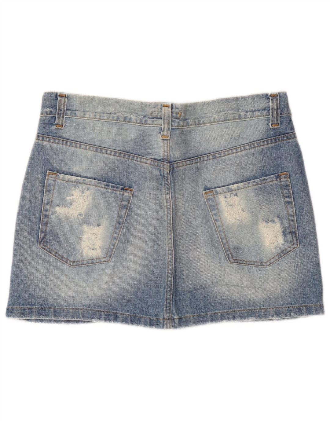 Germano Zama Dame Distressed Mini Denim Nederdel Medium W30 Blå Bomuld