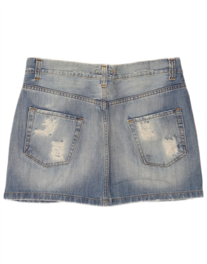 Germano Zama Dame Distressed Mini Denim Nederdel Medium W30 Blå Bomuld