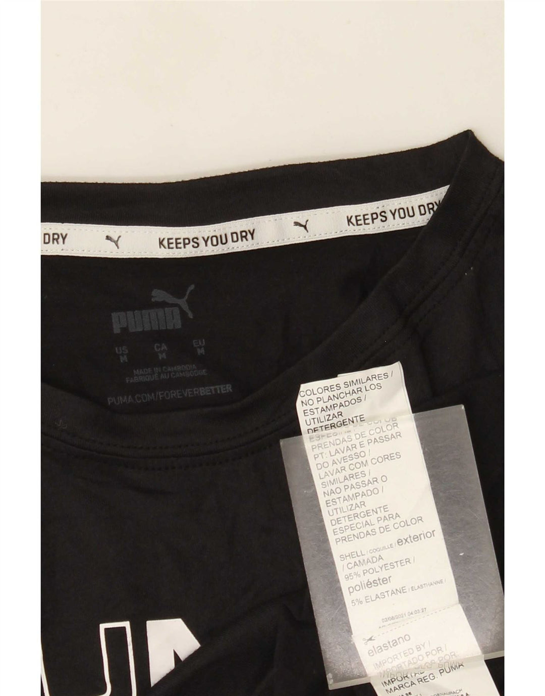 Puma Womens Crop Graphic T-Shirt Top UK 14 Medium Black Polyester