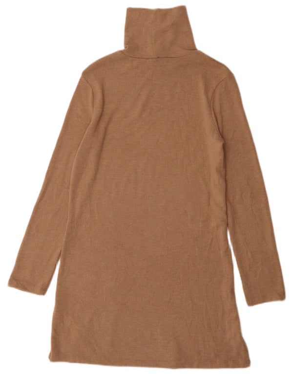 Zara Dame Rullehals Jumper Kjole UK 8 Small Brown Polyester
