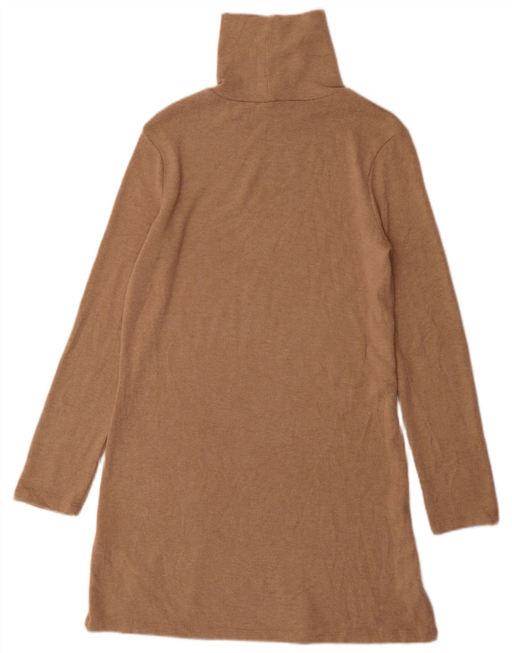 Zara Dame Rullehals Jumper Kjole UK 8 Small Brown Polyester