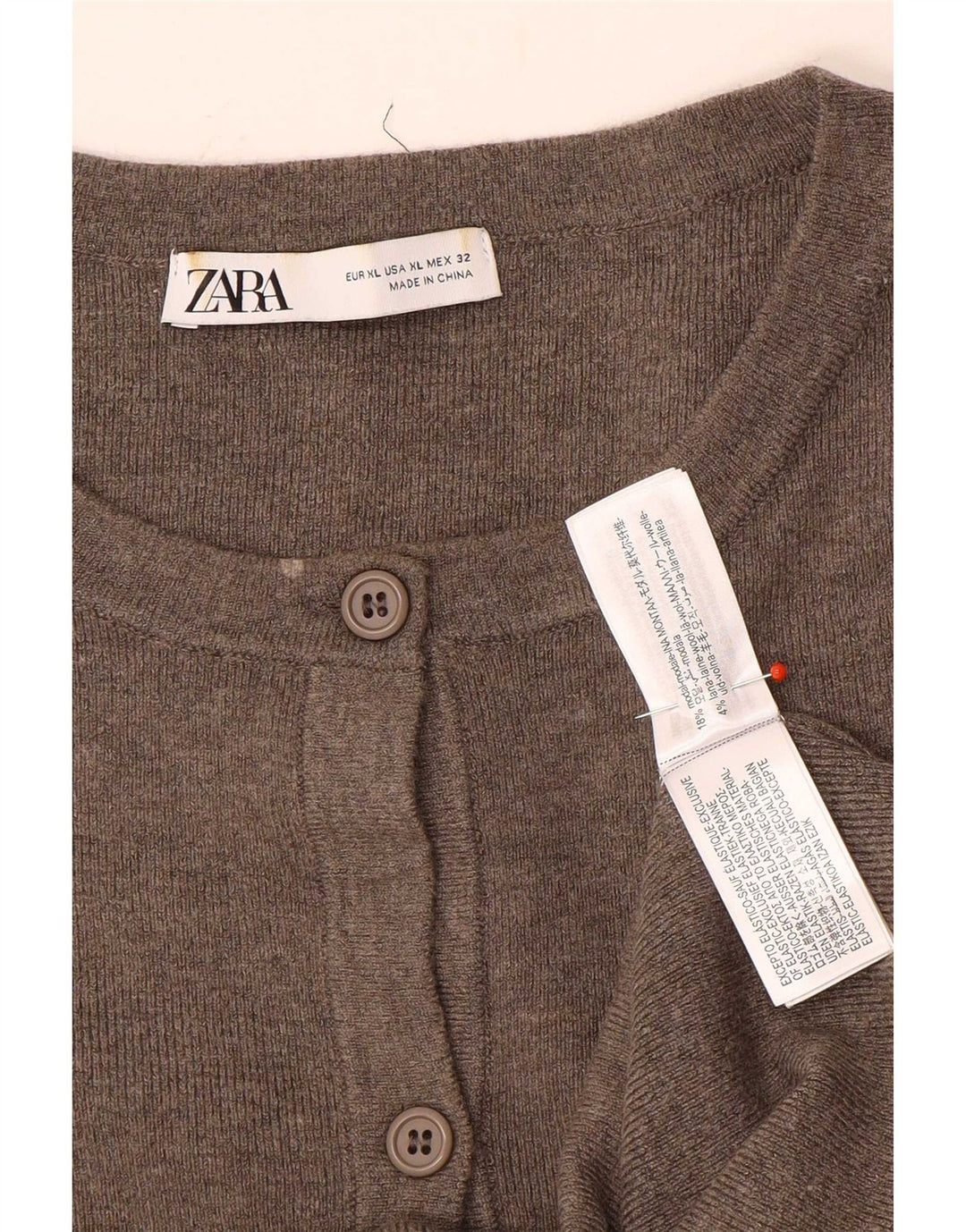Zara Dame Cardigan Sweater UK 18 XL Grå Modal