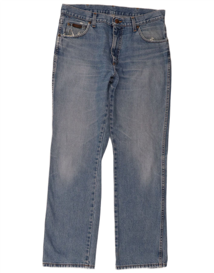Wrangler Herre Regular Fit Straight Jeans W34 L32 Blå Bomuld