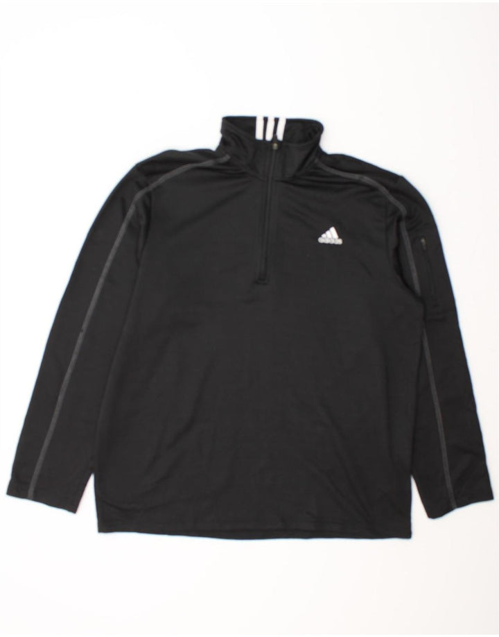 ADIDAS Mens Zip Neck Pullover Tracksuit Top XL Black Polyester Vintage Adidas and Second-Hand Adidas from Messina Hembry 