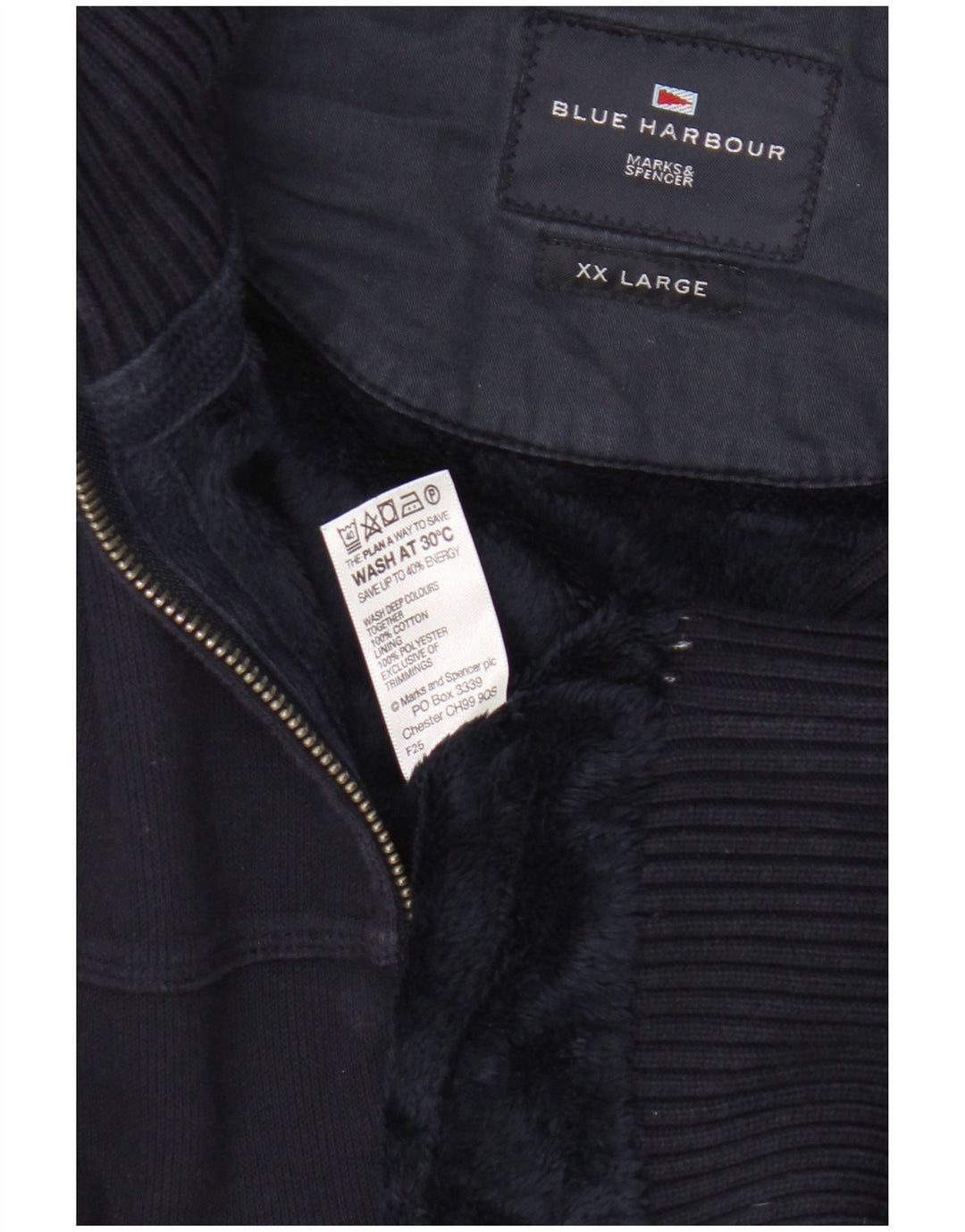 Marks & Spencer Herre Blue Harbor Træningsdragt Topjakke 2XL Marineblå Bomuld