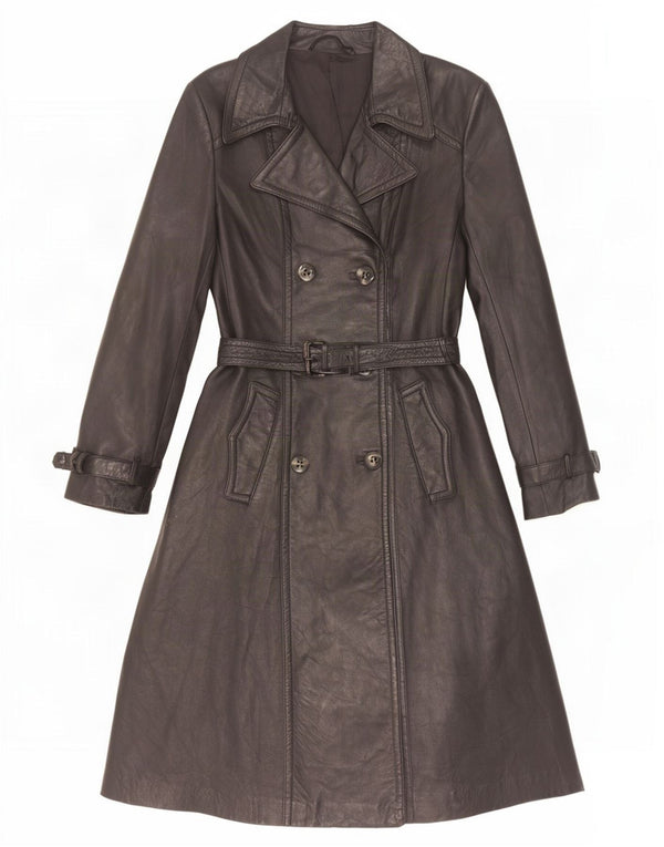 Vintage læderfrakke til kvinder UK 10 Small Black
