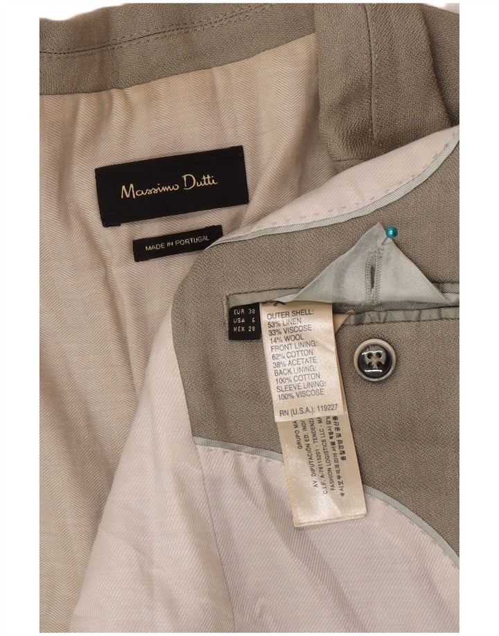 Massimo Dutti Dame 1 Knap Blazer Jakke EU 38 Small Beige Linen