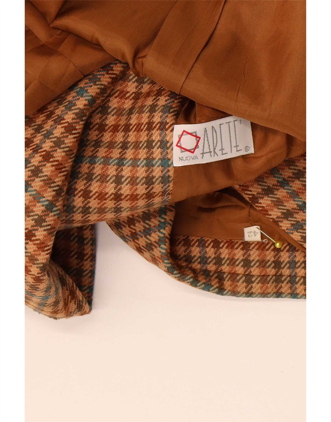 Vintage dobbeltradet blazerjakke til kvinder IT 42 Medium Brown Houndstooth