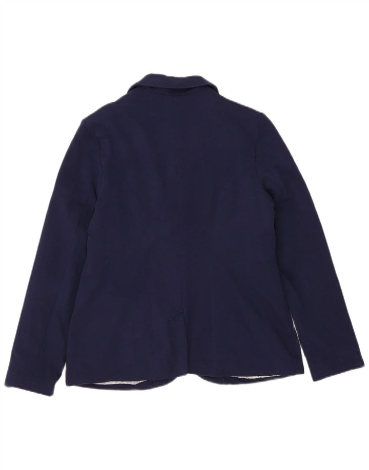 Laura Ashley Dame 1 Knap Blazer Jakke UK 14 Stor Marineblå Bomuld