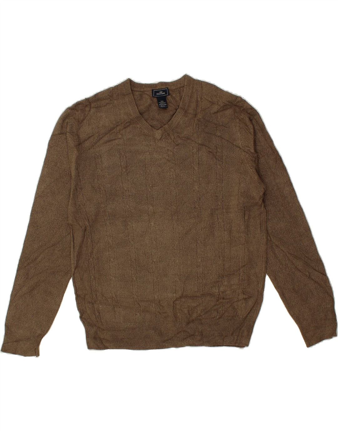 DOCKERS Mens V-Neck Jumper Sweater Medium Brown Acrylic Vintage Dockers and Second-Hand Dockers from Messina Hembry 