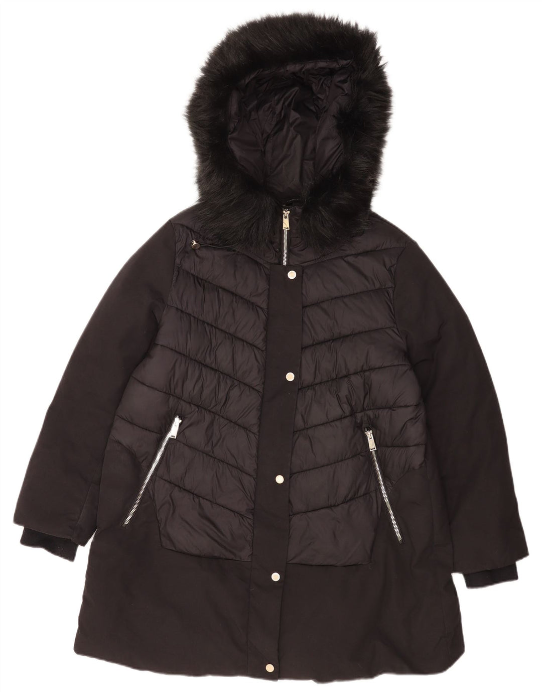 Florela Rubino Dame Hætte Oversized Polstret Frakke UK 14 Large Black