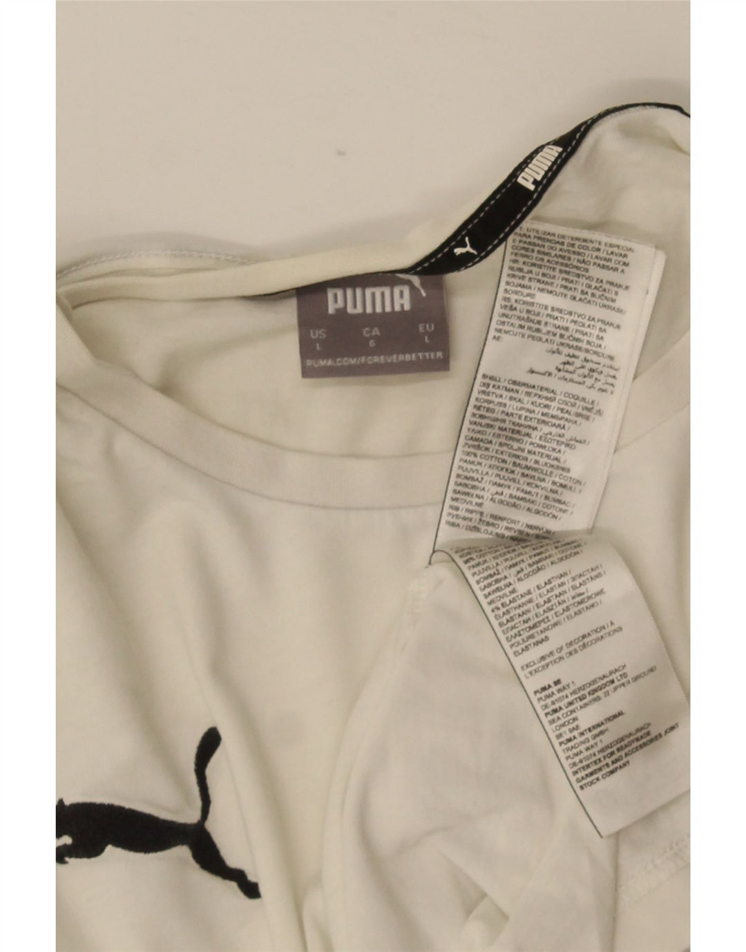 Puma Herre T-Shirt Top Stor Hvid Bomuld