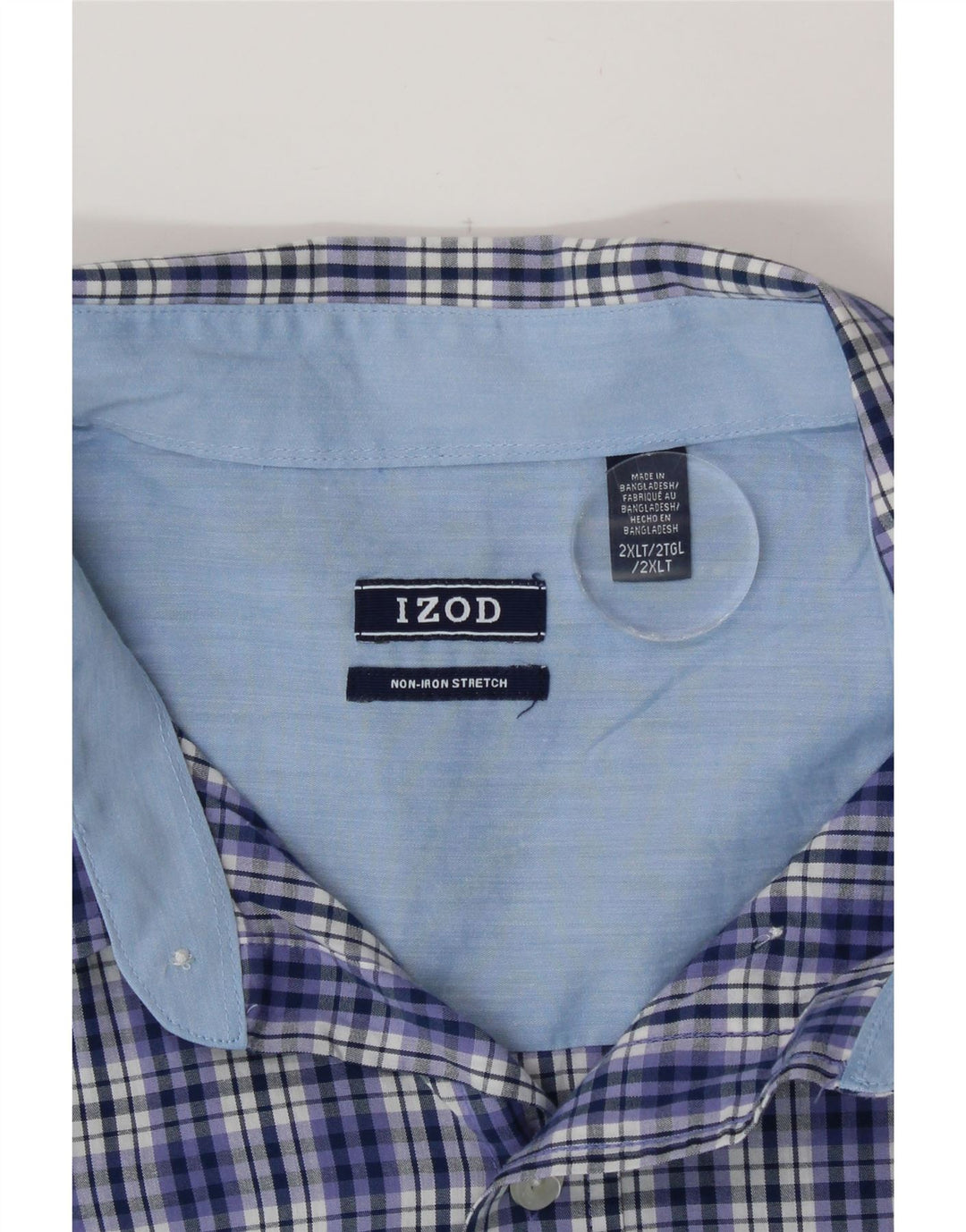 Izod Herre høj skjorte 2XL blå plaid bomuld
