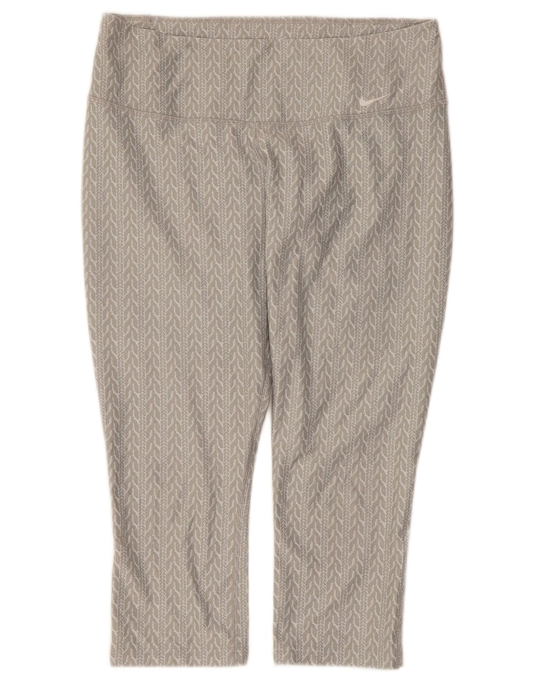 Nike Dame Dri Fit Capri Leggings UK 14 Medium Grey Geometrisk Polyester