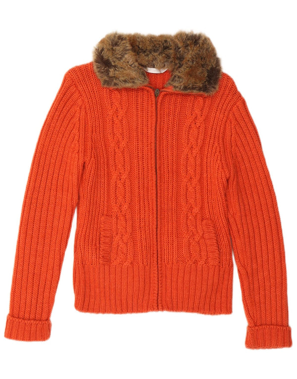 PROMOD Dame cardigan sweater UK 12 Medium Orange Uld