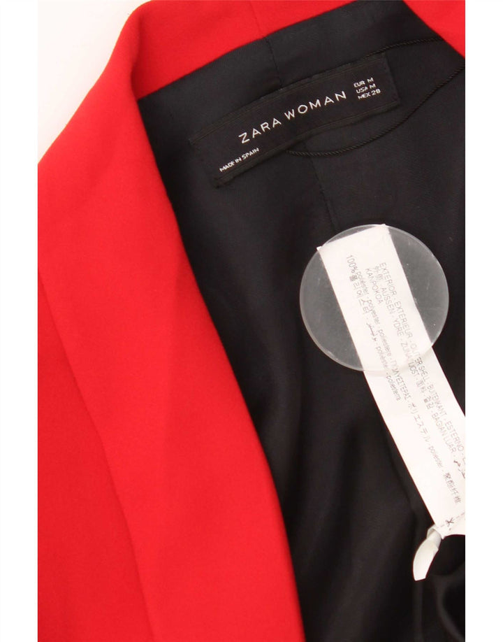 Zara Dame Blazer Jacket UK 14 Medium Rød Polyester Classic