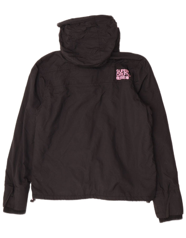 Superdry Womens The Windcheater Hooded Windbreaker Jacket UK 18 XL Black