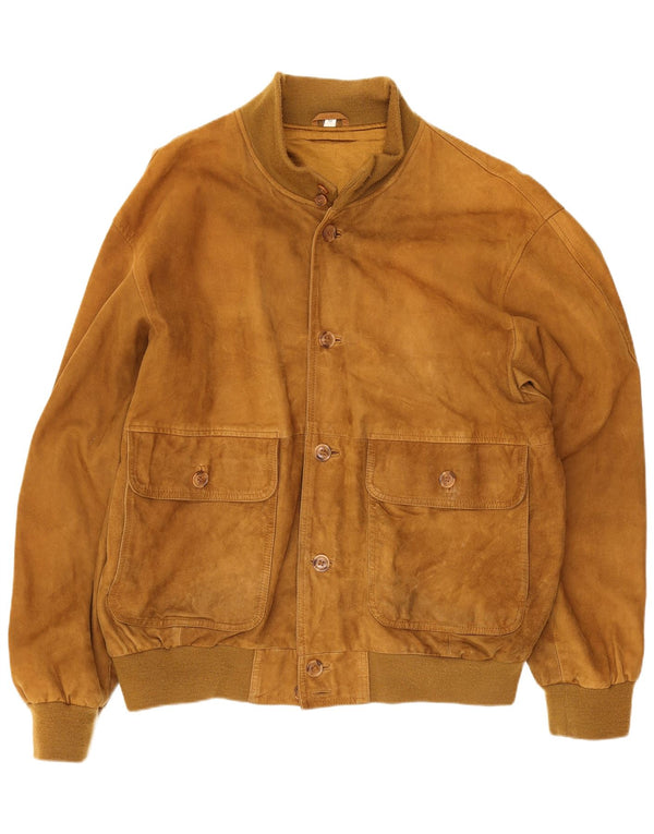 Zarro Herre Ruskind Bomber Jacket UK 44 2XL Beige Læder