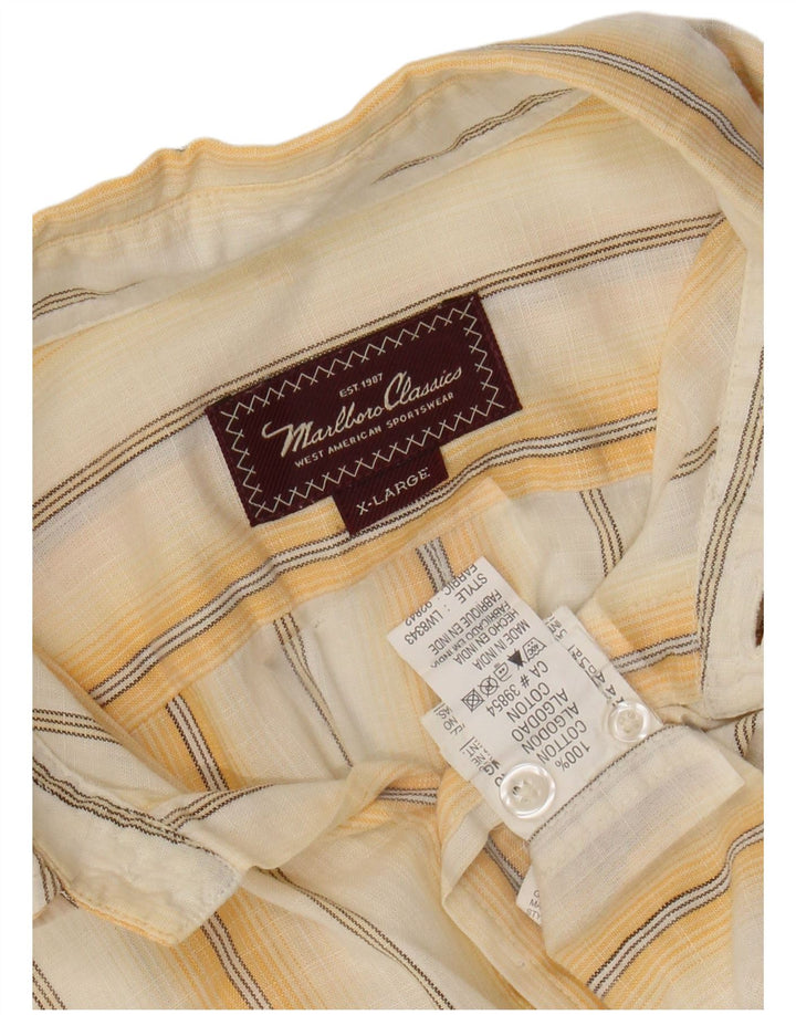 MARLBORO CLASSICS Herreskjorte XL Gulstribet bomuld