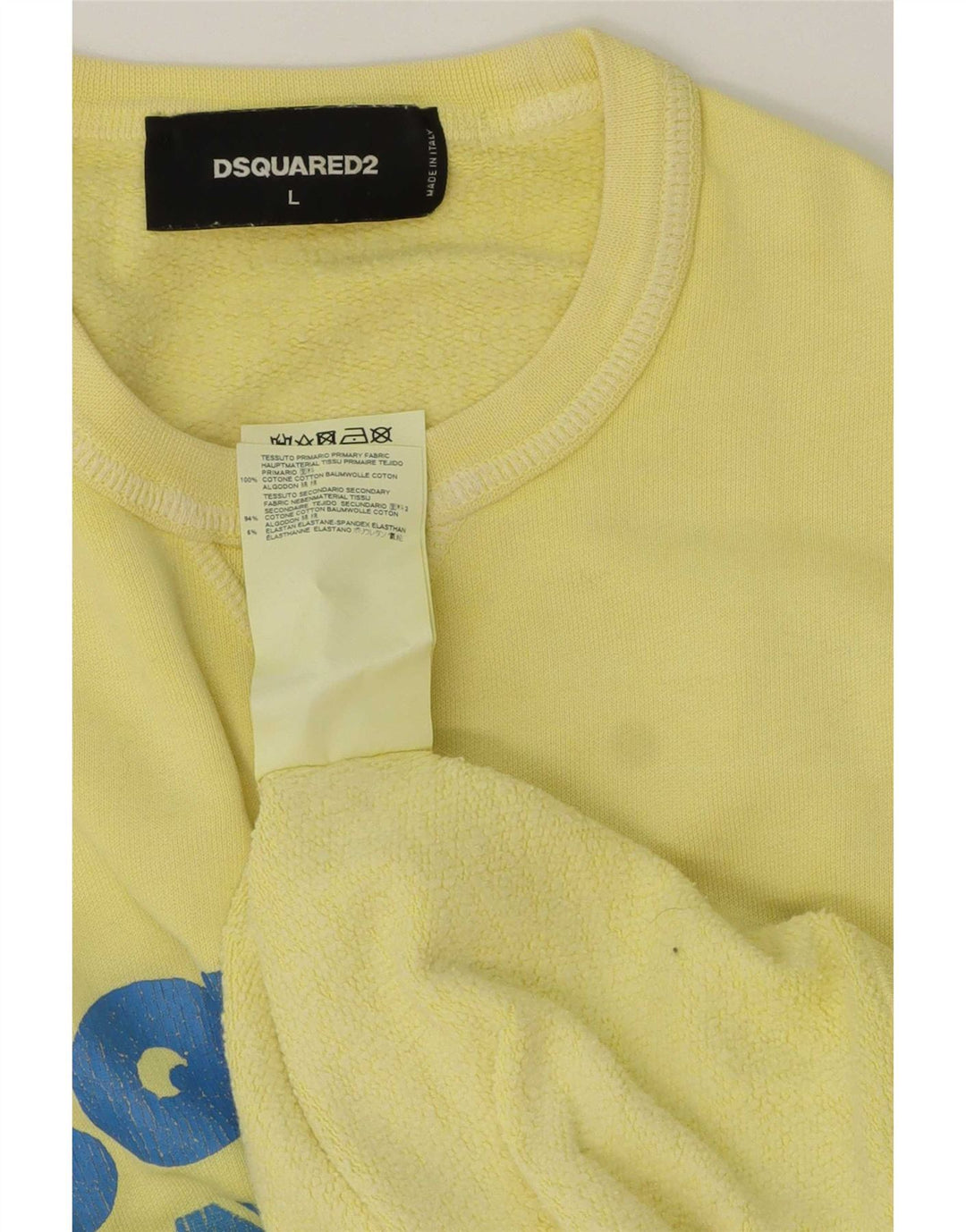 Dsquared2 Herre Grafisk Sweatshirt Jumper Stor Gul Bomuld