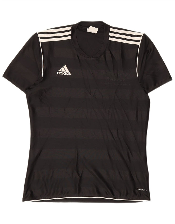 ADIDAS Herre Climalite grafisk T-shirt top lille sort stribet polyester