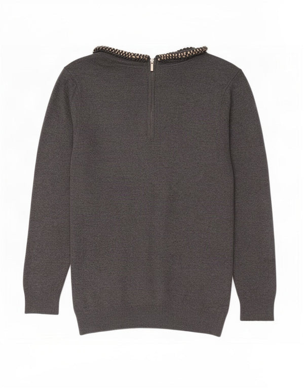 Zara Womens Boat Neck Jumper Sweater UK 10 Small Grey