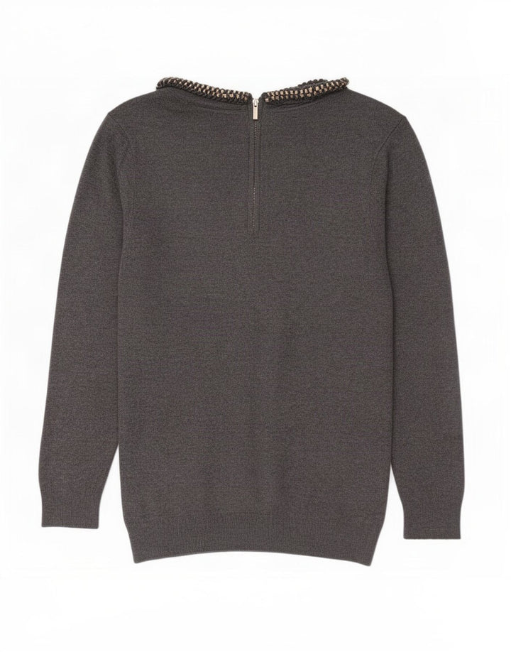 Zara Dame Boat Neck Jumper Sweater UK 10 Small Grey