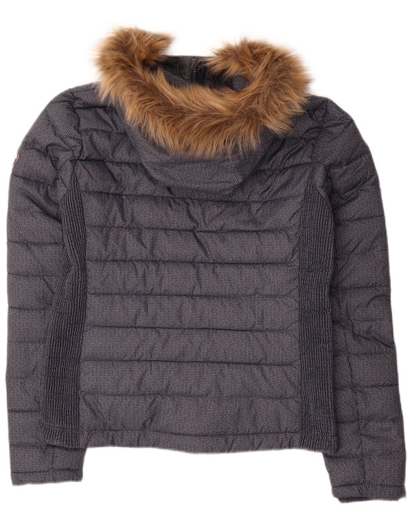 Superdry Polstret hættejakke til kvinder UK 12 Medium Navyblå polyester