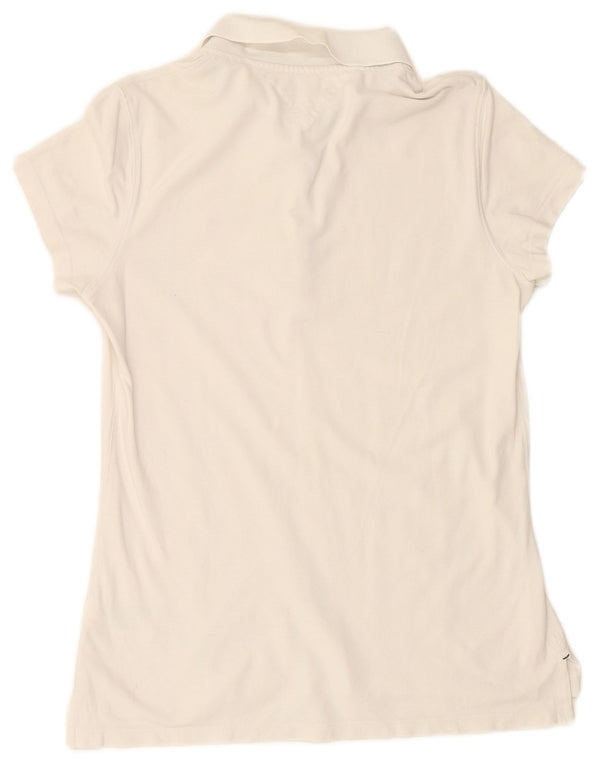 TOMMY HILFIGER Dame Slim Polo Shirt UK 18 XL Hvid Bomuld