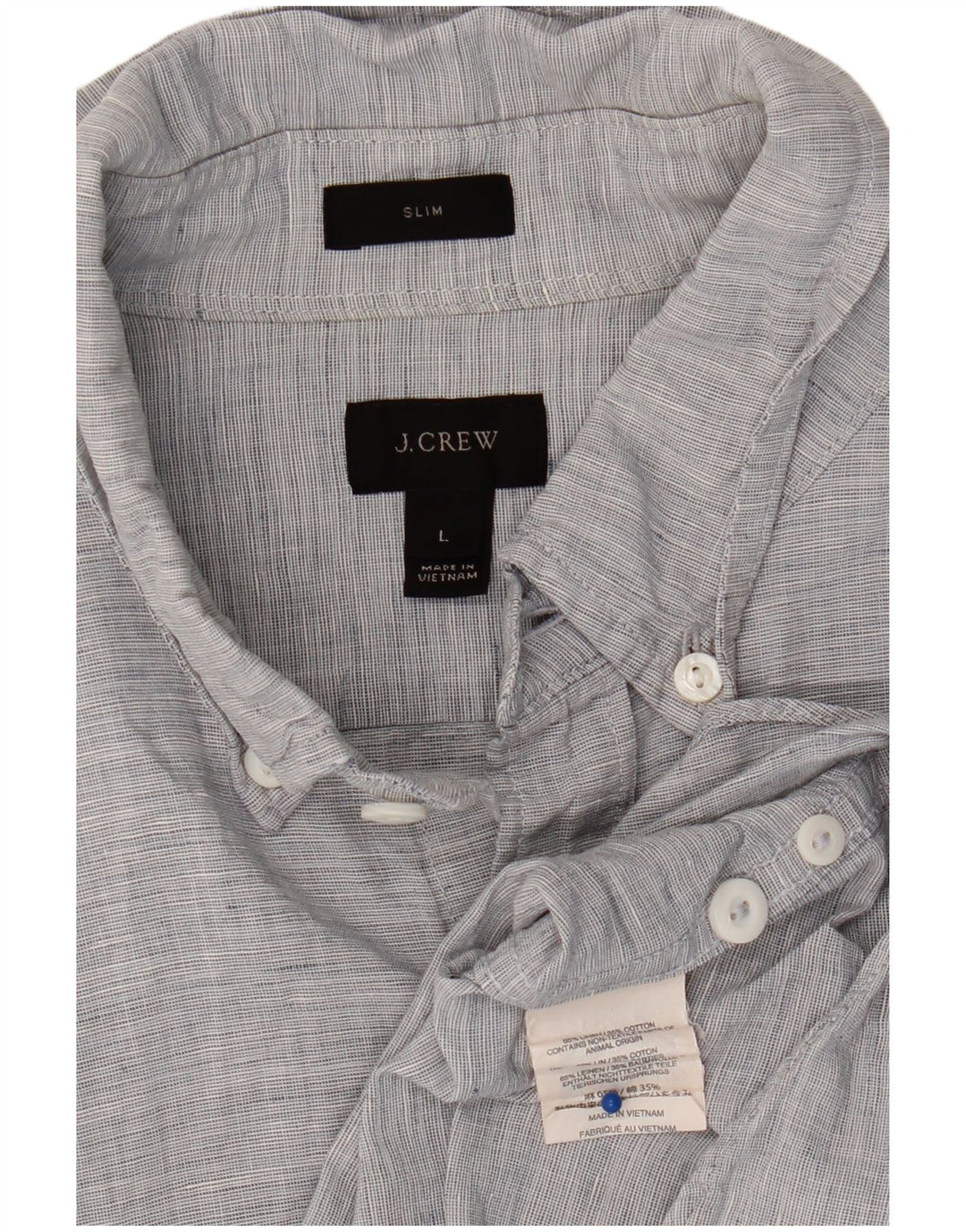 J. CREW Slim Fit skjorte til mænd, stor blå nålestribet linned