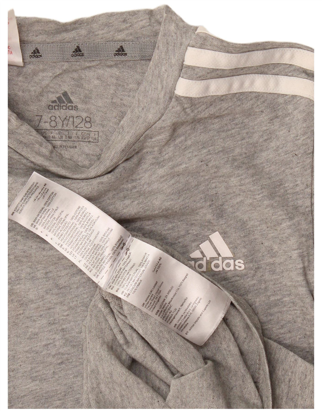 Adidas drenge grafisk t-shirt top 7-8 år grå bomuld