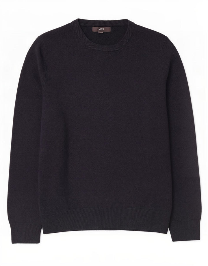 Marks & Spencer Herre sweater med rund hals, medium marineblå akryl
