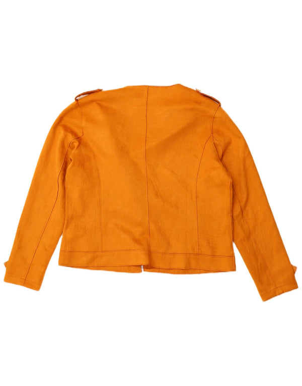 C & A Womens Crop Biker Jacket EU 44 XL Gul Polyester