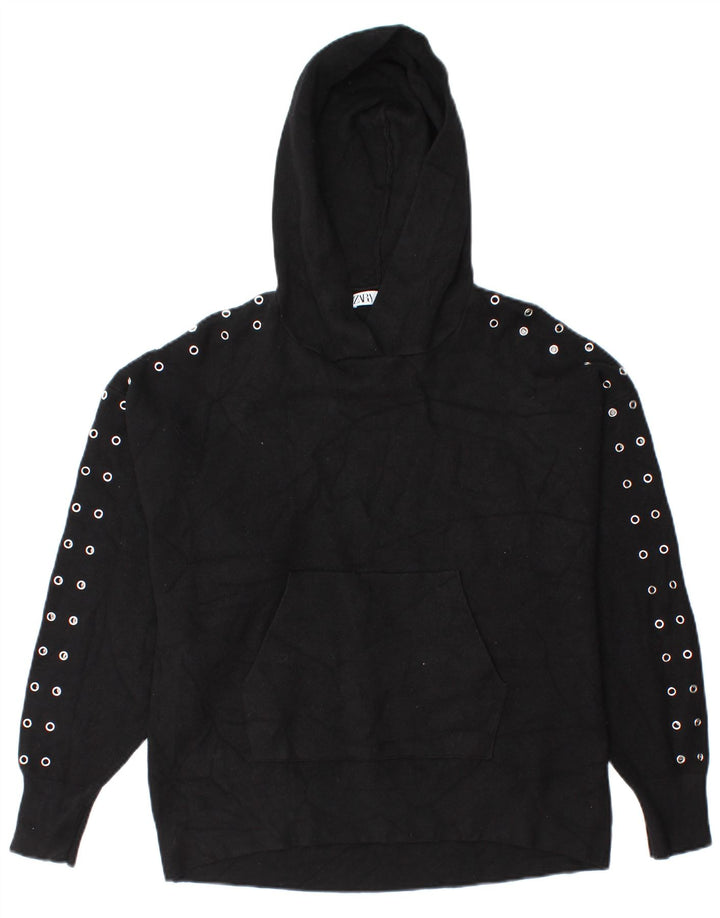 Zara Dame Oversized Jumper Sweater UK 10 Small Black Viscose