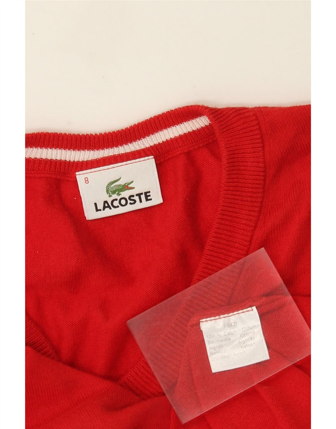 Lacoste Herre V-hals sweater Str. 8 3XL Rød Bomuld