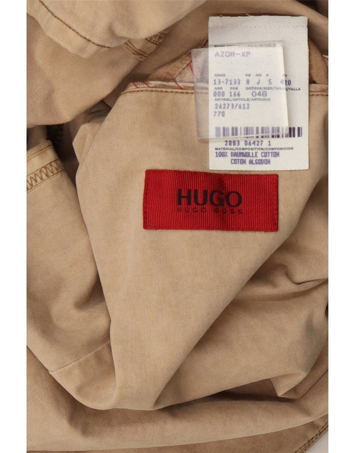 Hugo Boss Herre 2-knaps blazerjakke EU 48 Medium Beige Bomuld