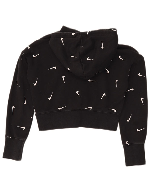 NIKE Girls Crop Graphic Standard Fit Hoodie Jumper 8-9 år Lille Sort