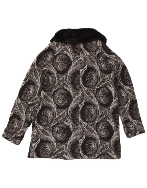 Edina Ronay Dame Cardigan Sweater UK 20 2XL Grå Geometrisk Uld