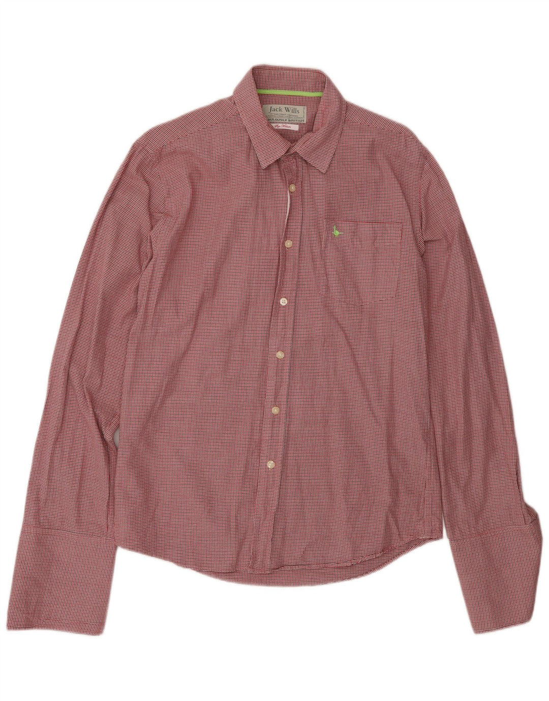 JACK WILLS Mens Shirt Medium Red Houndstooth Cotton