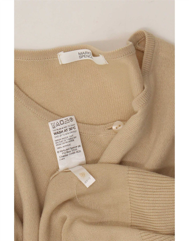 Marks & Spencer Dame Cardigan Sweater UK 14 Medium Beige Akryl