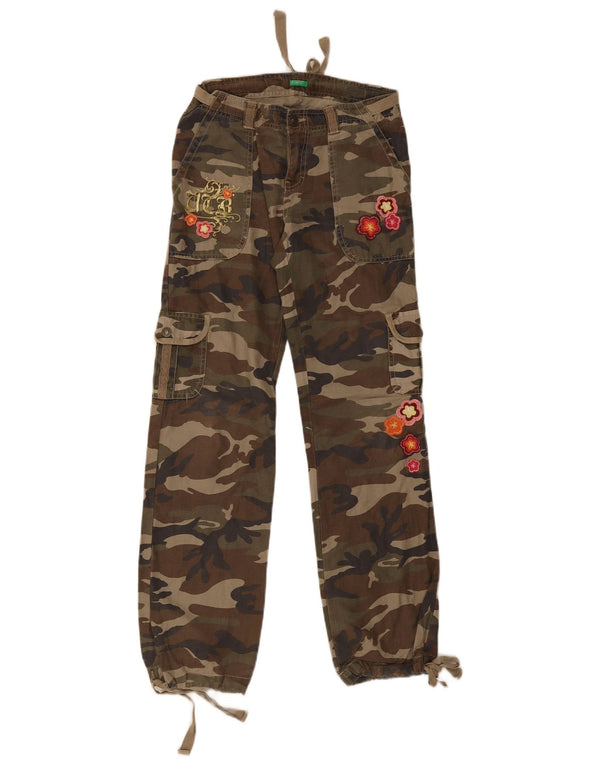 Benetton Girls Straight Cargo Bukser 13-14 år W28 L30 Grøn Camouflage