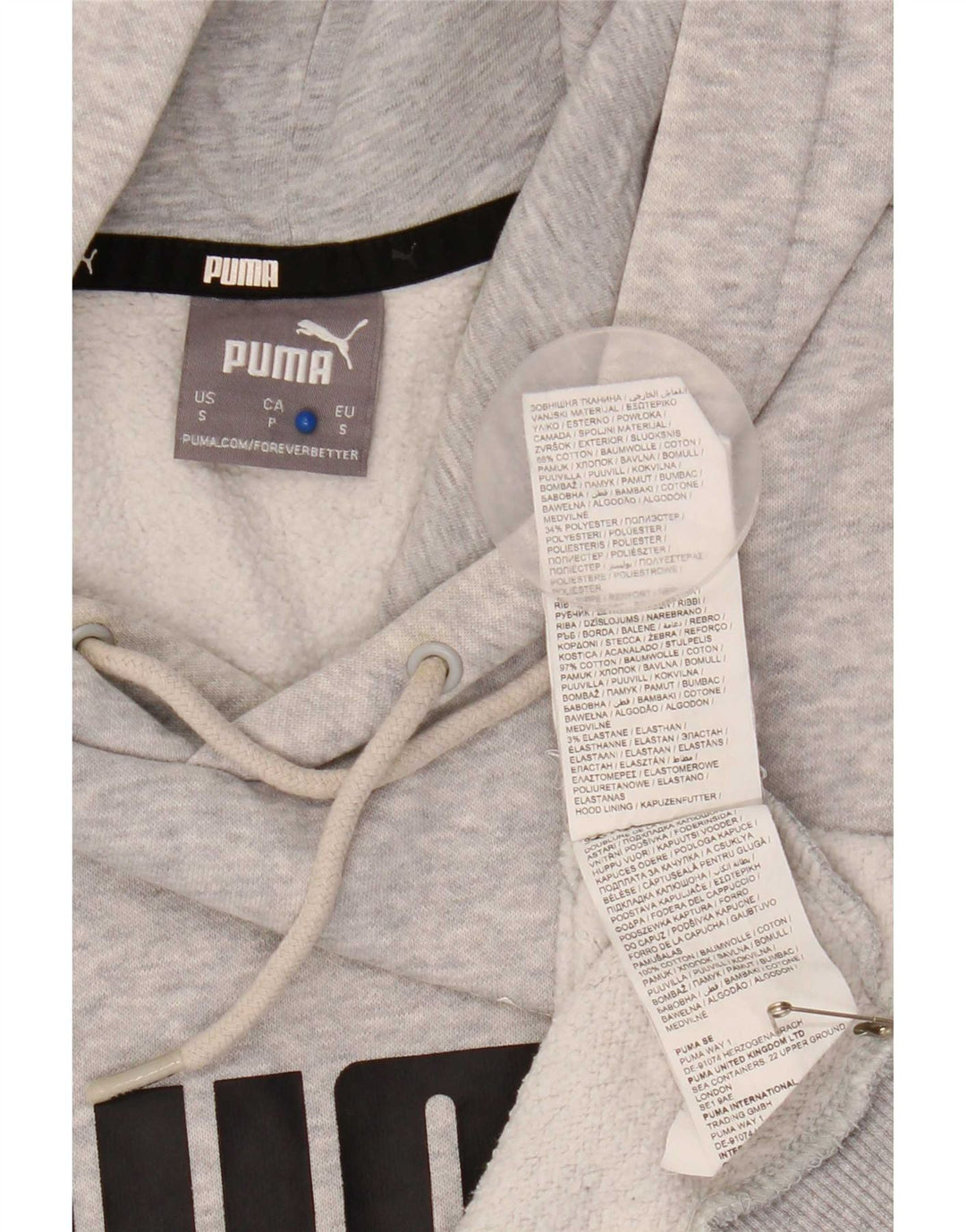 Puma Grafisk hættetrøje til mænd, lille grå bomuld