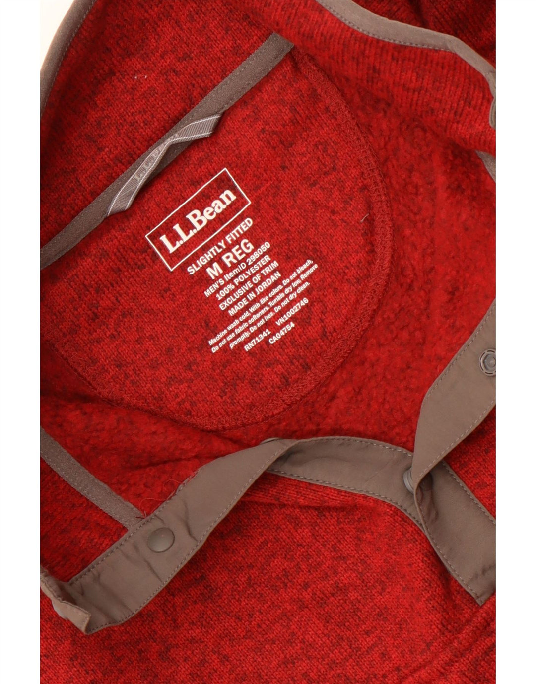 L.L.Bean Herre Button Neck Sweatshirt Jumper Medium Maroon Polyester