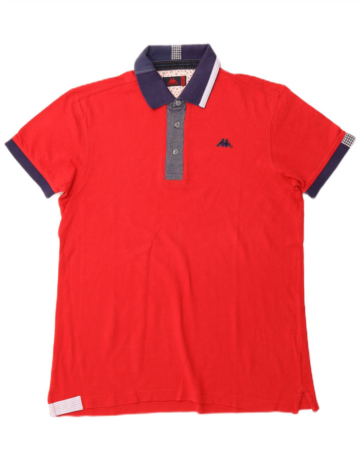 KAPPA Mens Polo Shirt Large Red Colourblock Cotton