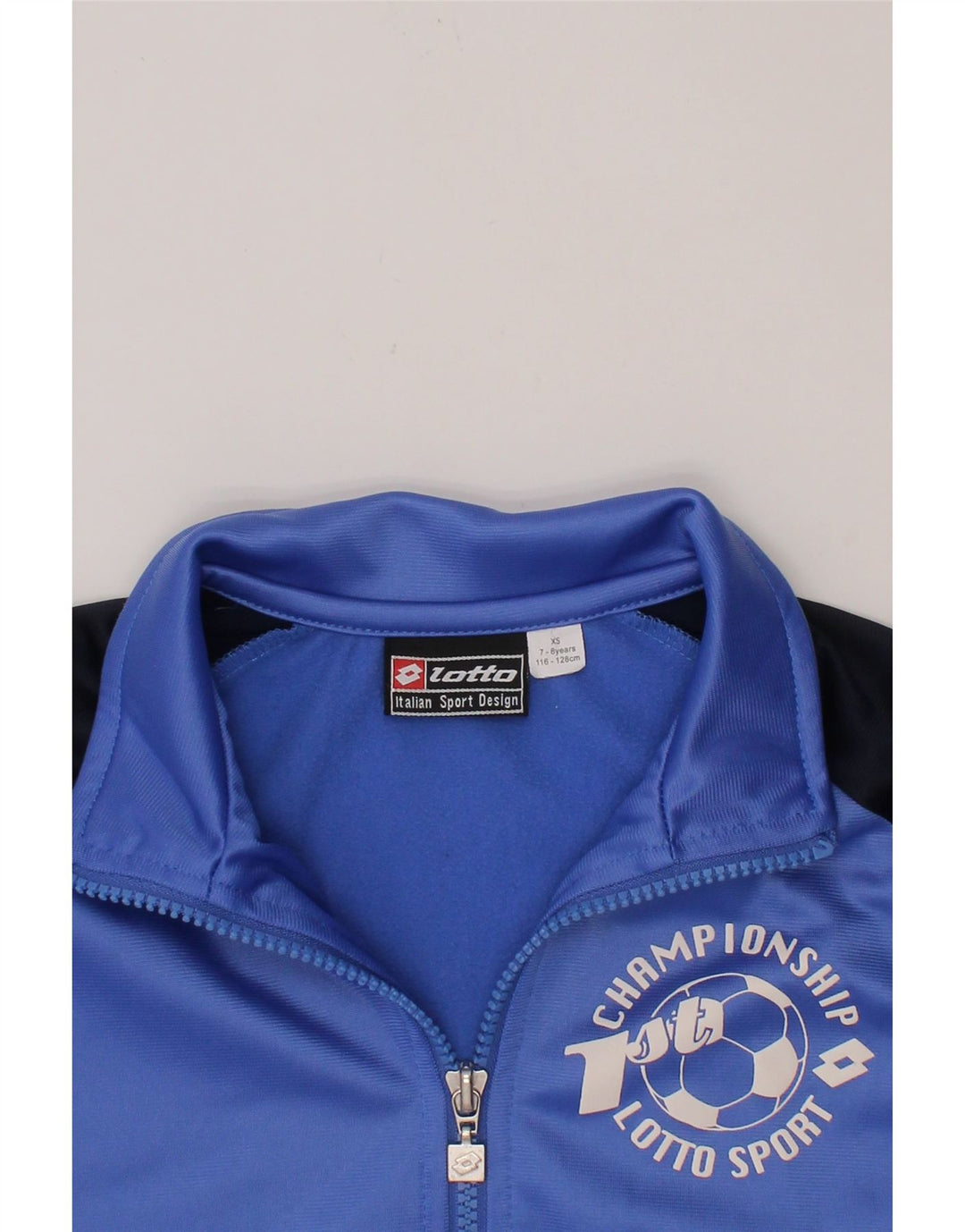 LOTTO Boys Tracksuit Top Jacket 7-8 Years XS Blue Colourblock Vintage Lotto and Second-Hand Lotto from Messina Hembry 
