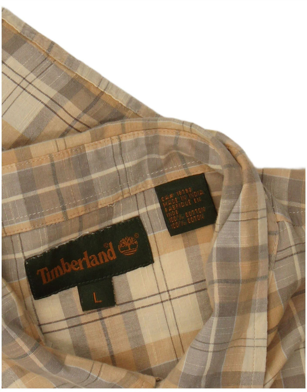 Timberland Kortærmet Herreskjorte Stor gul ternet bomuld