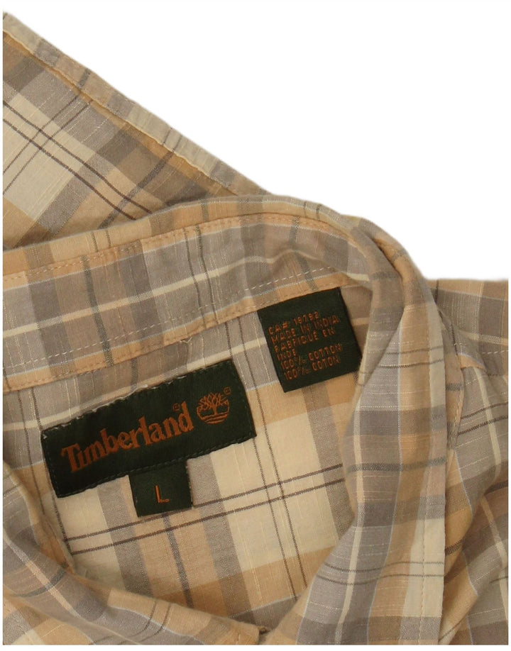 Timberland Kortærmet Herreskjorte Stor gul ternet bomuld