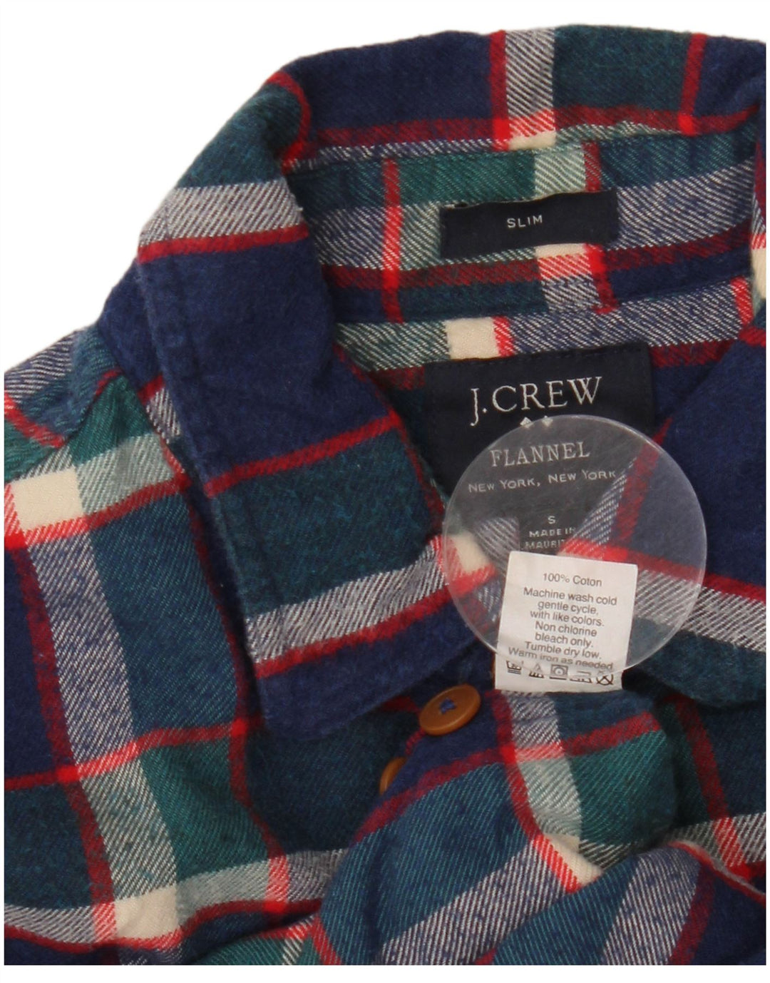 J. CREW Slim flannelskjorte til mænd, lille marineblå ternet bomuld