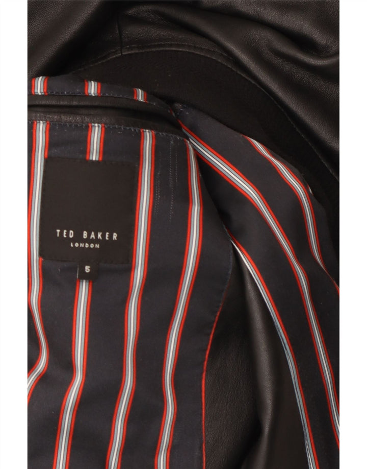 Ted Baker Herre Læderjakke Størrelse 5 Large Sort